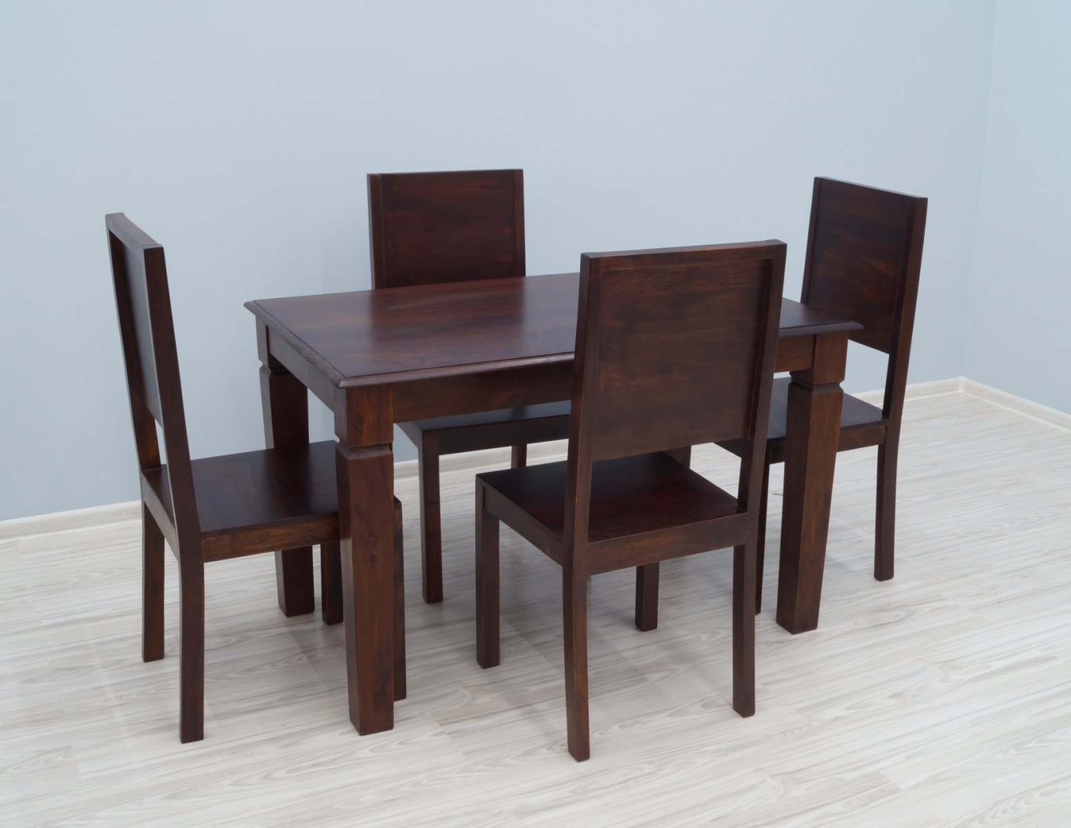 Komplet obiadowy kolonialny stół+ 4 krzesła z litego drewna palisandru ciemny brąz