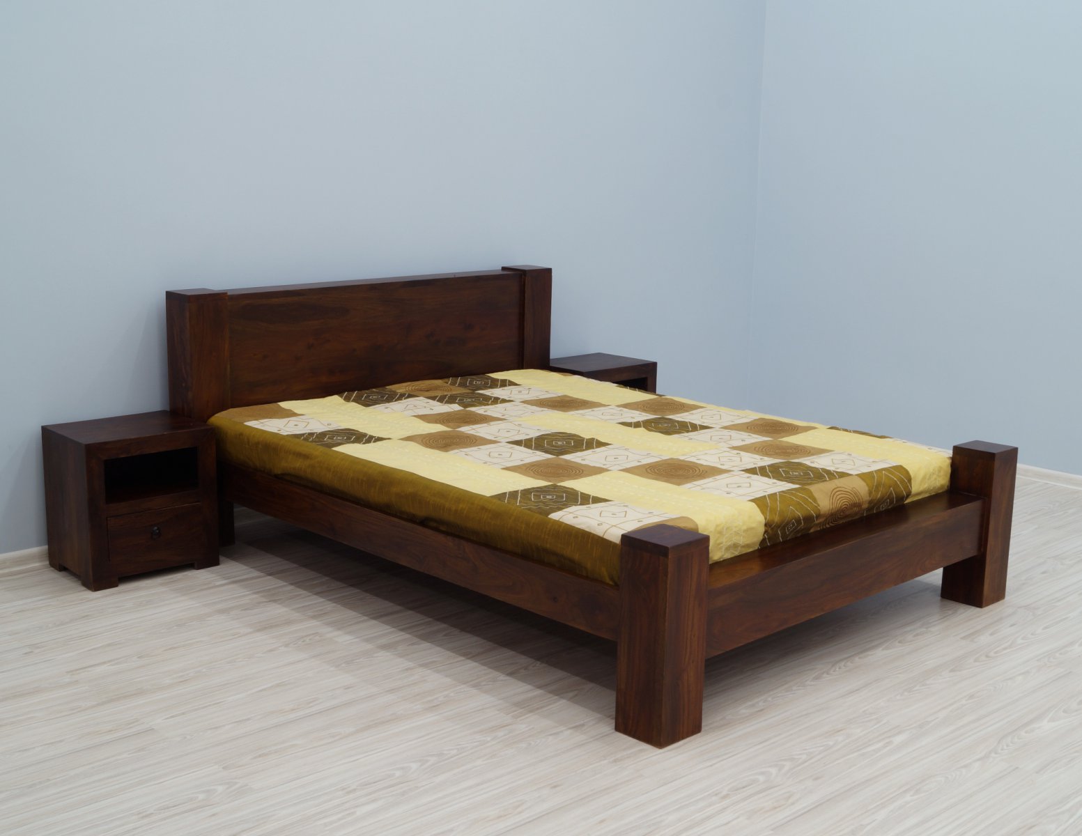 Łóżko kolonialne lite drewno palisander indyjski nowoczesne ciemny brąz