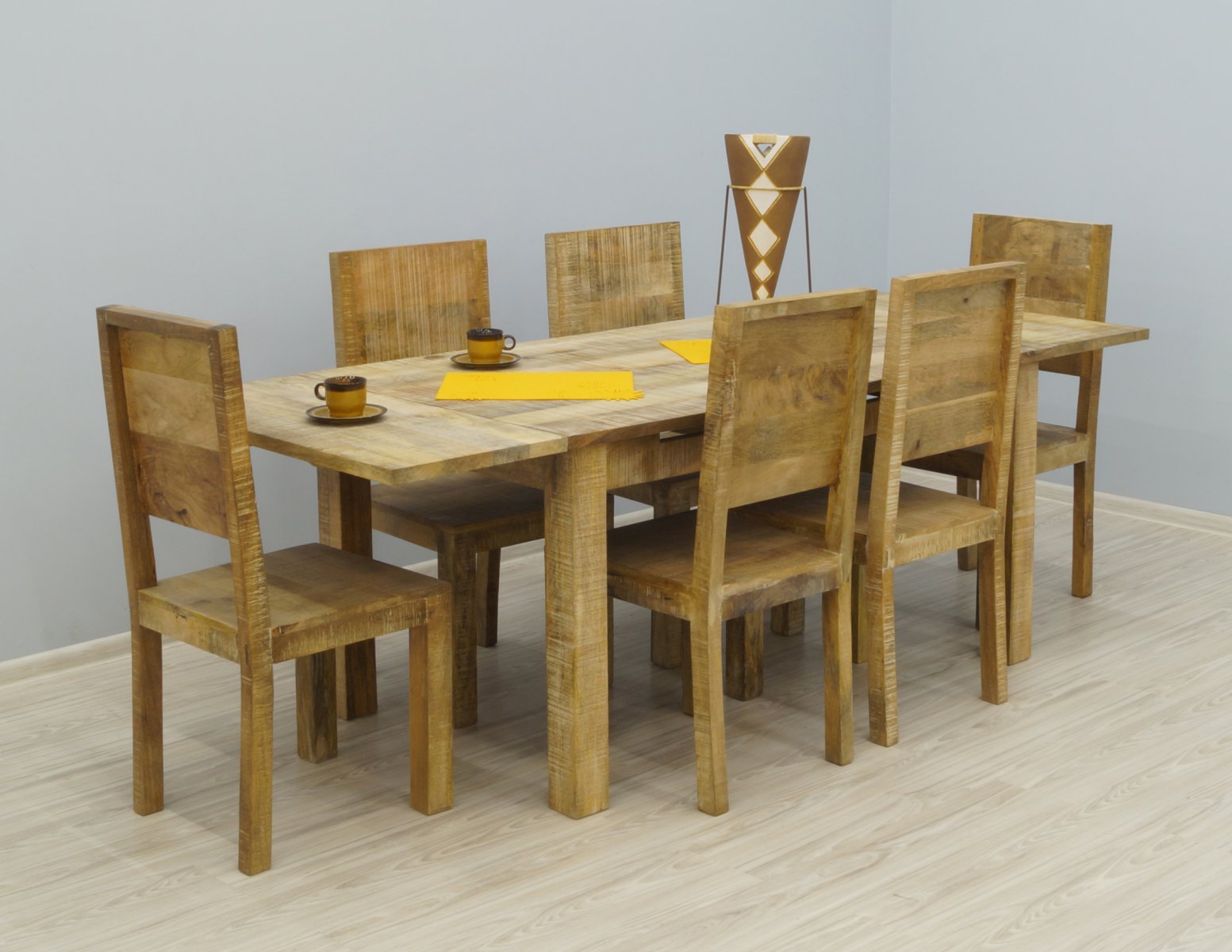 Komplet obiadowy kolonialny stół rozkładany+ 6 krzeseł lite drewno mango styl industrialny