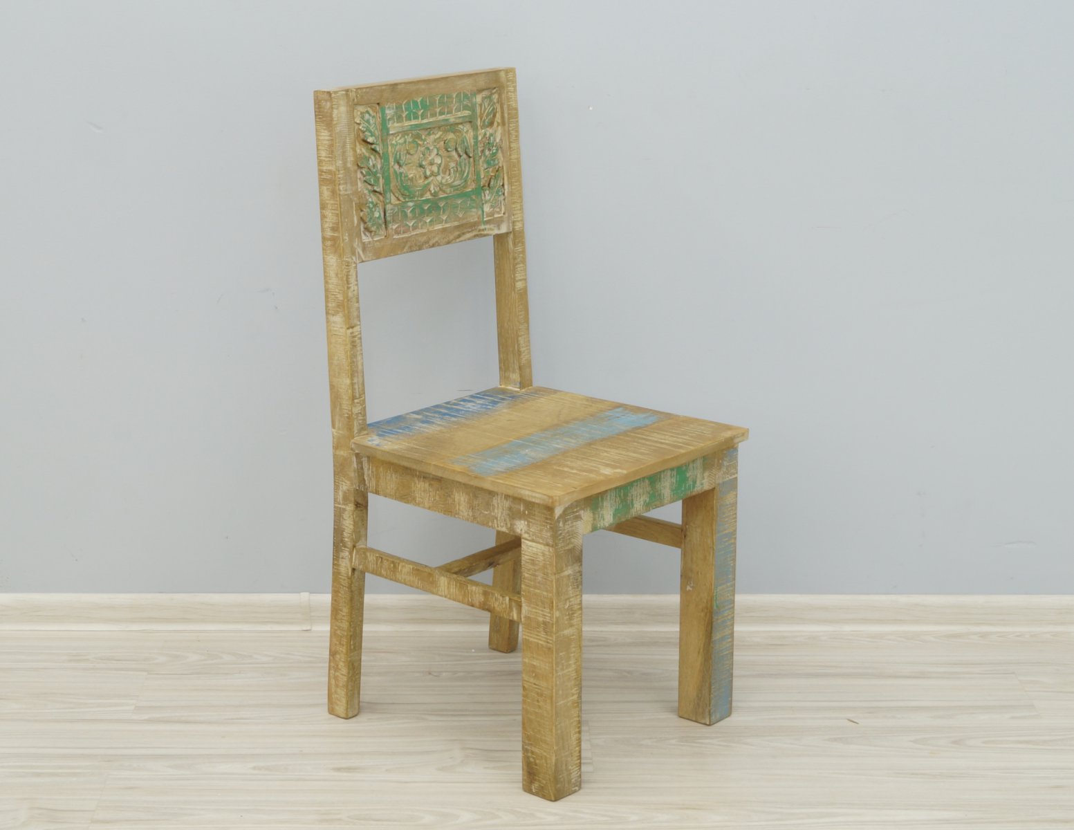Krzesło kolonialne lite drewno mango styl Shabby Chic