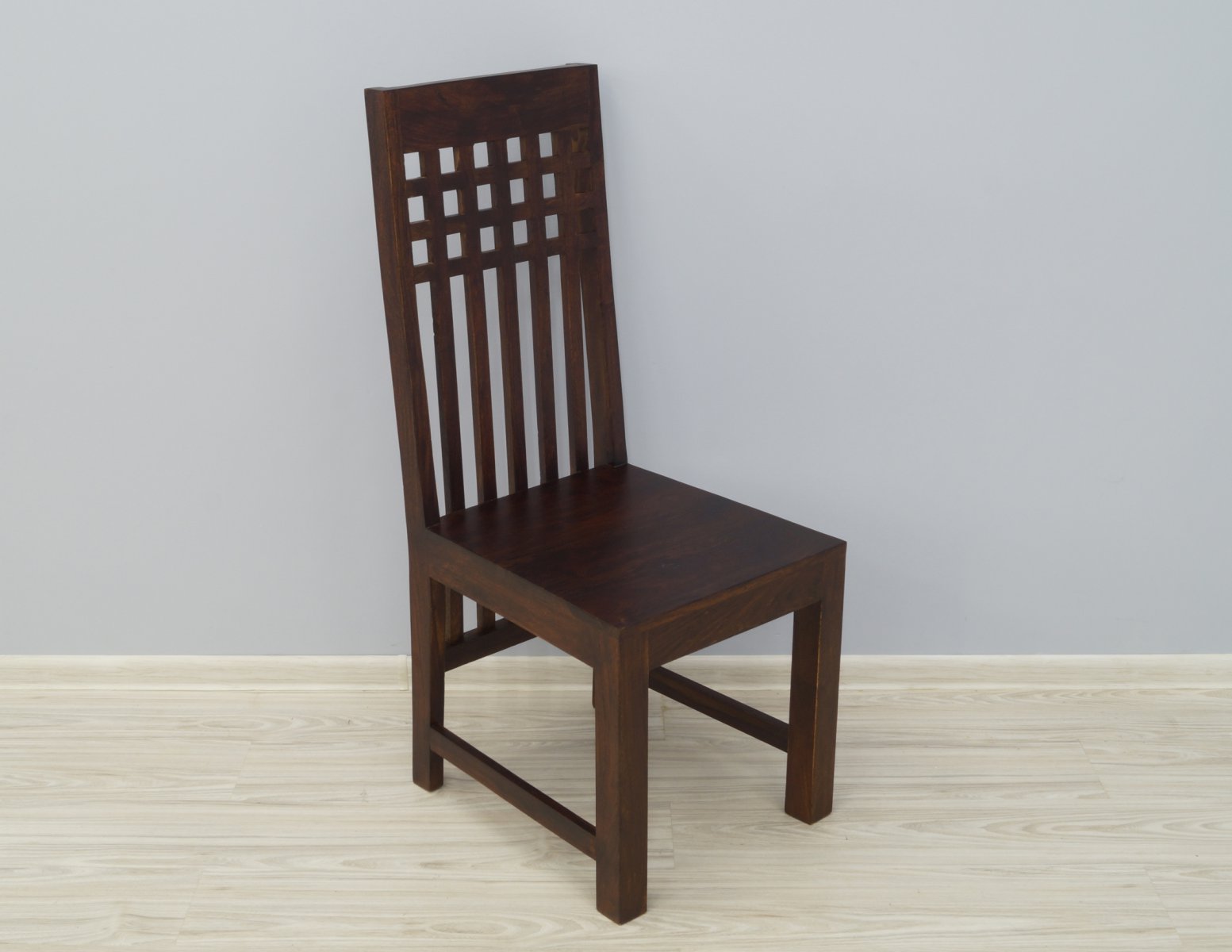 Krzesło kolonialne lite drewno palisander indyjski ciemny brąz wysokie oparcie