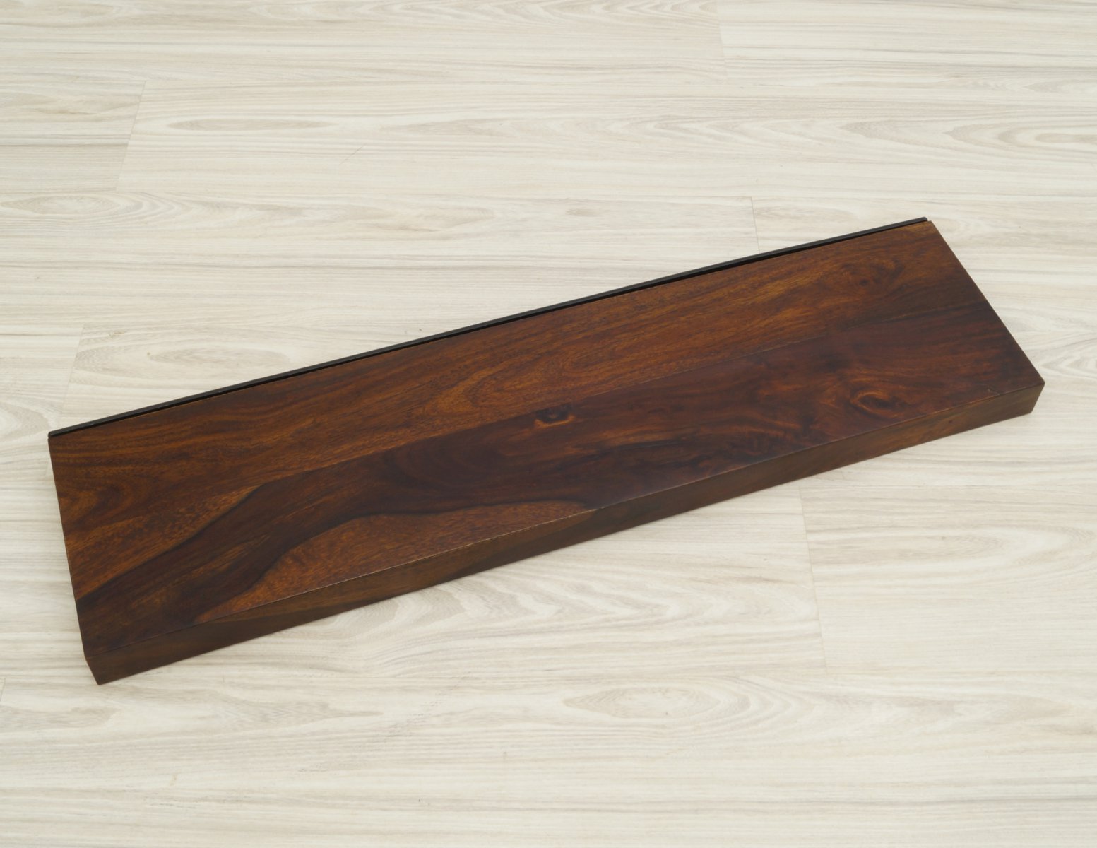 Półka ścienna lite drewno palisander indyjski ciemny brąz 120cm z metalowym stelażem