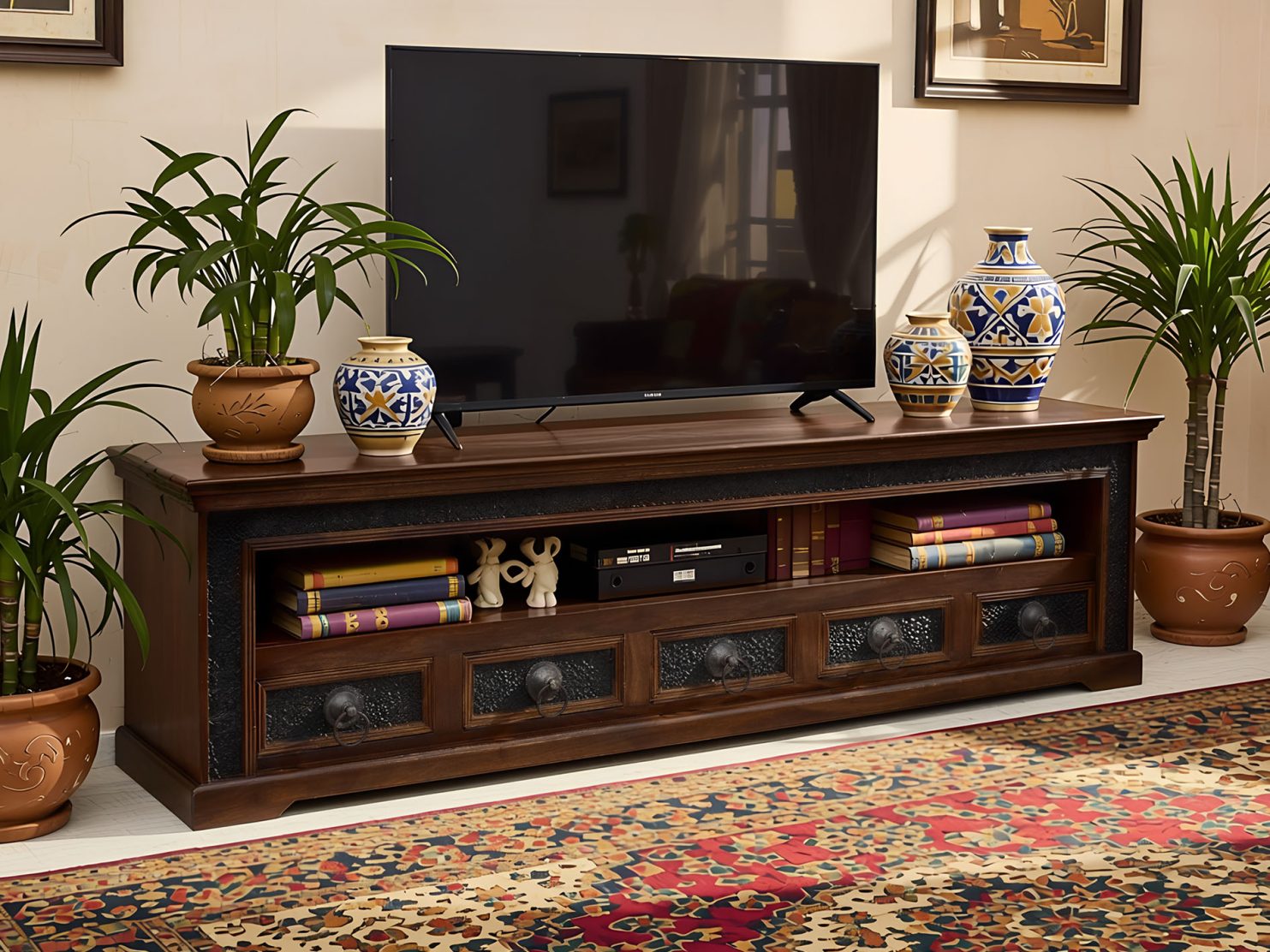 komoda-rtv-kolonialna-lite-drewno-palisander-indyjski-metalowe-okucia-recznie-rzezbiona