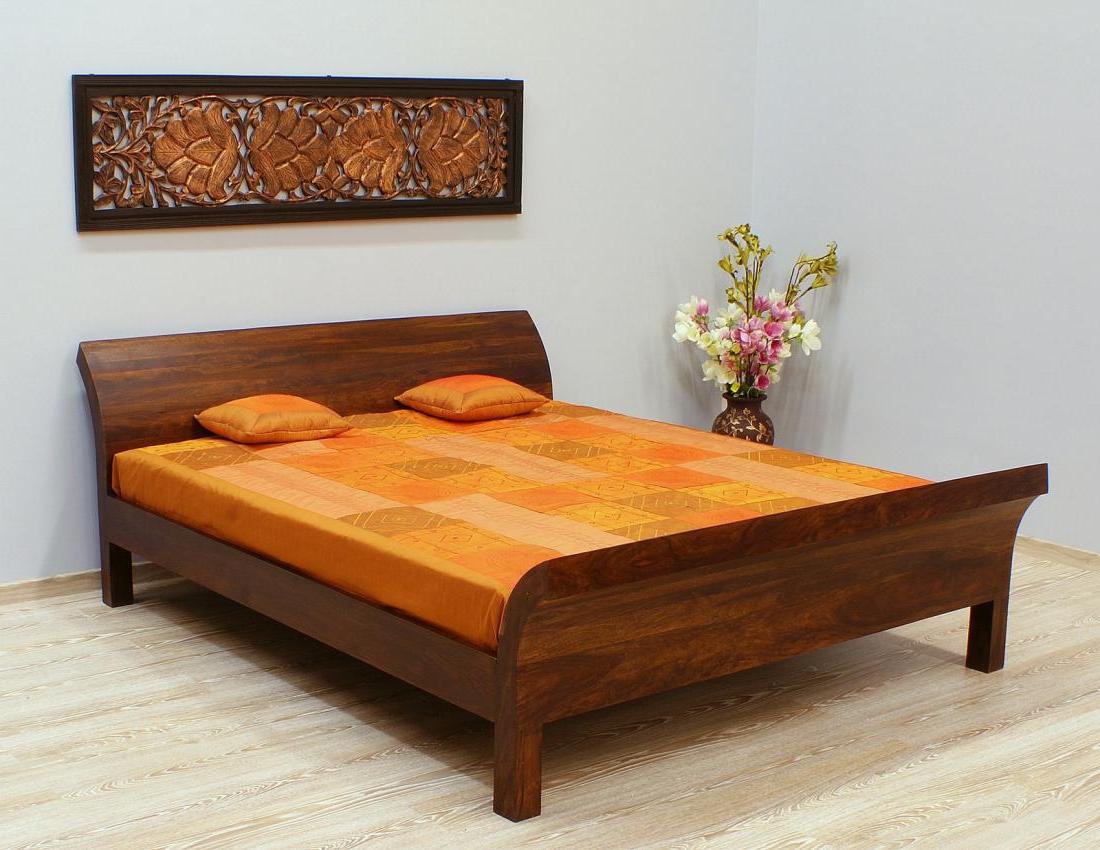 Łóżko kolonialne lite drewno palisander indyjski ciemny brąz modernistyczne unikatowe