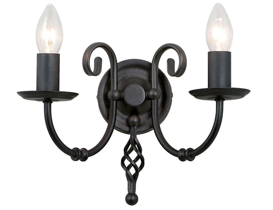 Kinkiet lampa ścienna dwuramienna klasyczna w kolorze czarnym