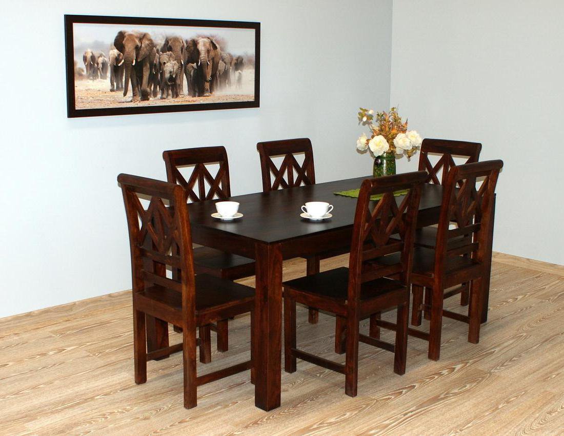Komplet obiadowy indyjski stół masywny+ 6 krzeseł lite drewno palisander indyjski