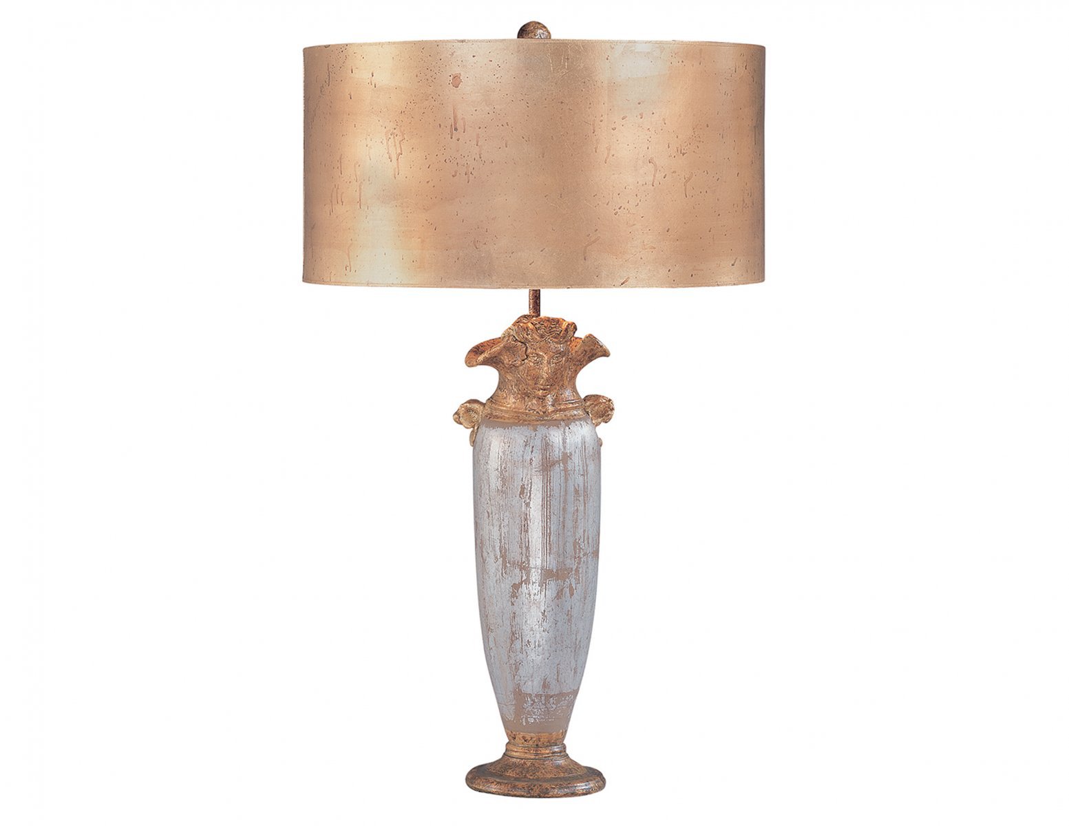 Lampa stołowa nocna stylizowana na antyk malowana w odcieniu złota i srebra