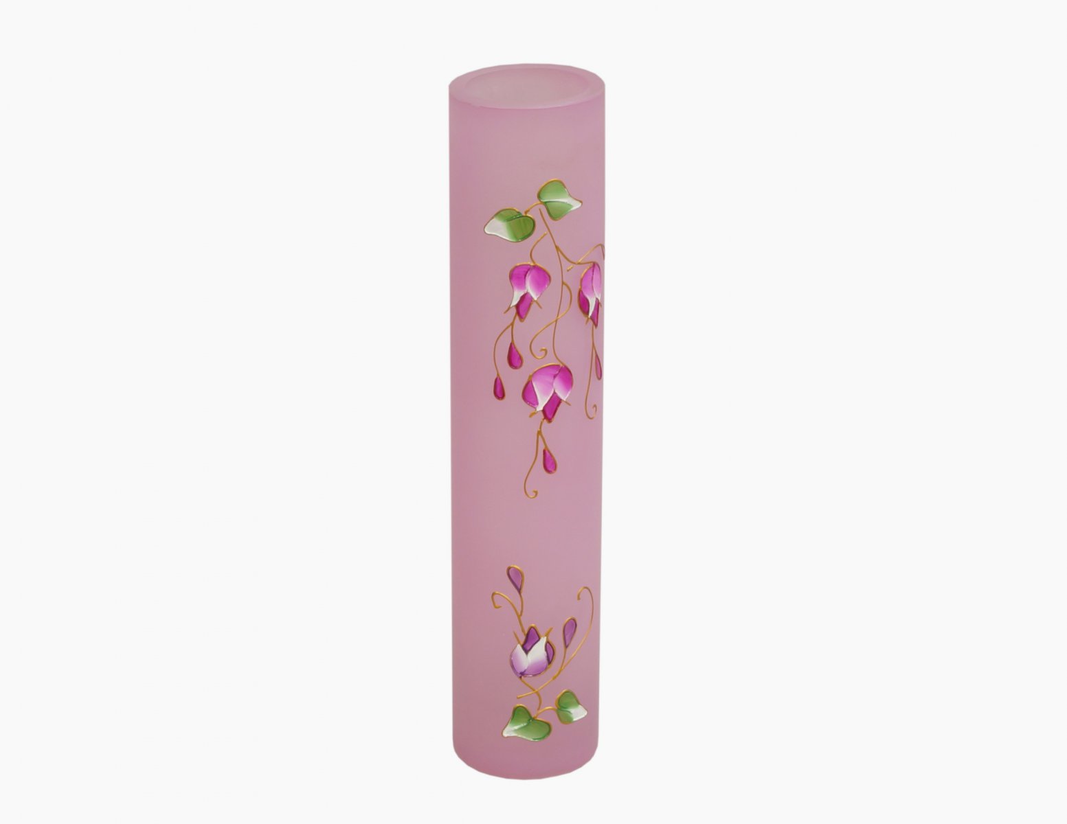 Wazon szklany ręcznie malowany różowy