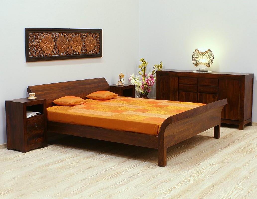 Łóżko kolonialne lite drewno palisander indyjski modernistyczne unikatowe