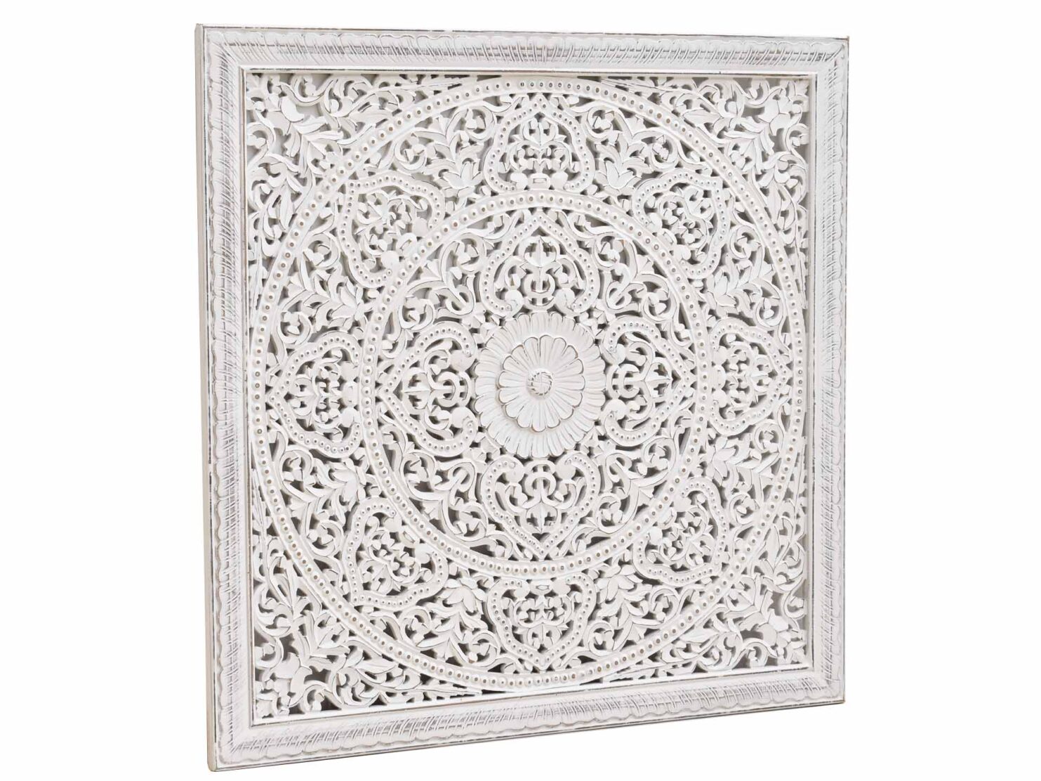 bialy przecierany panel dekoracyjny indyjski