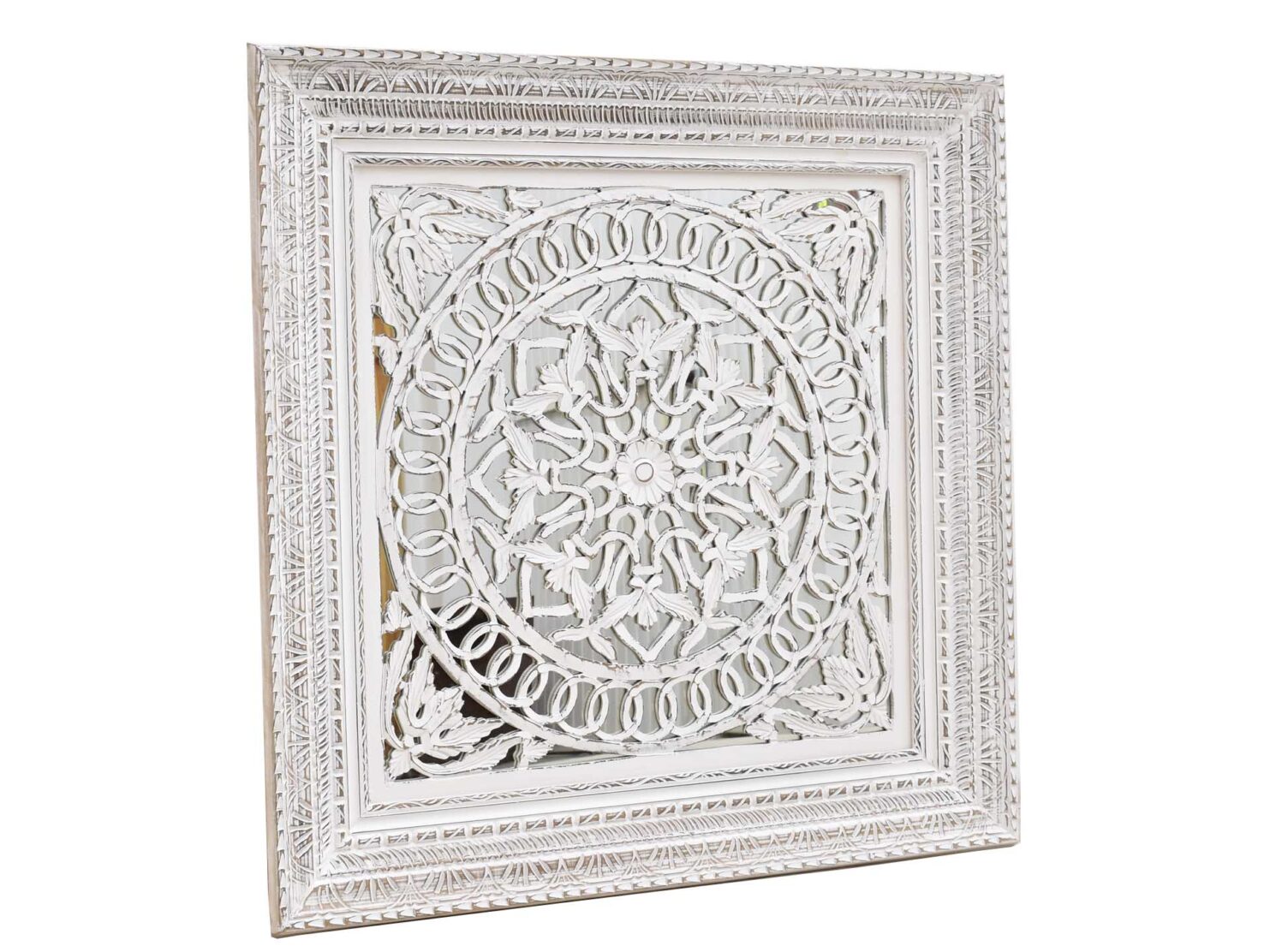 dekoracyjny panel scienny bielony przecierany z lustrem azur przestrzenny