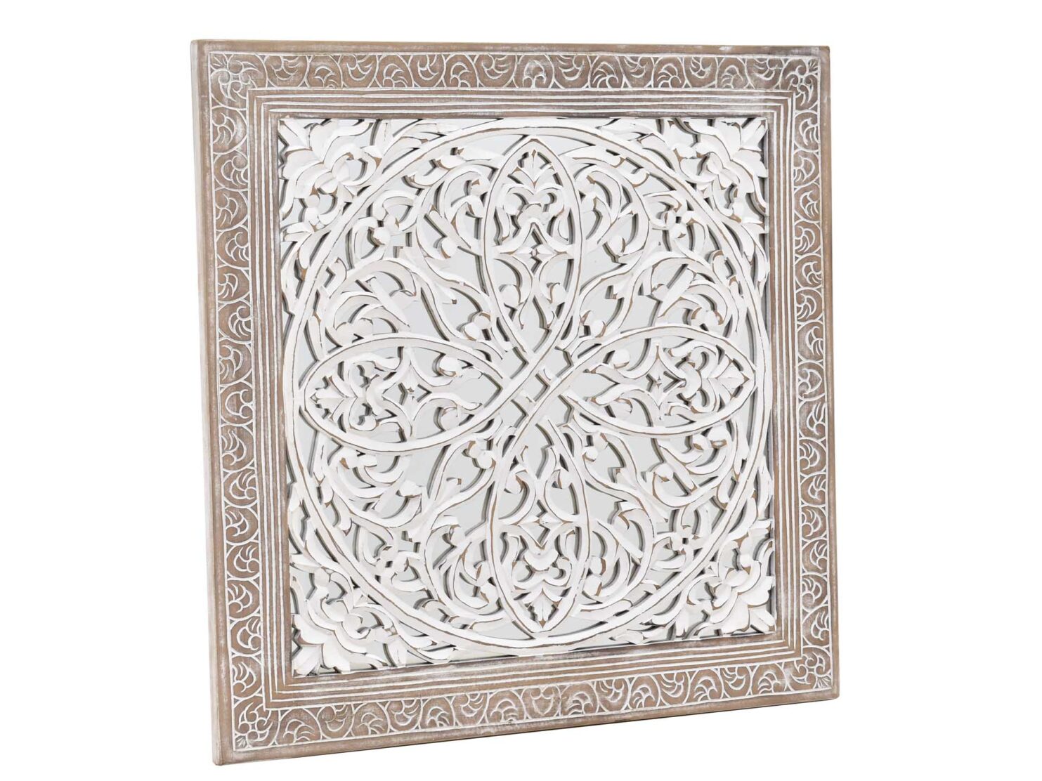 indyjski kolonialny dekoracyjny panel scienny lustro azur przecierany kwadrat