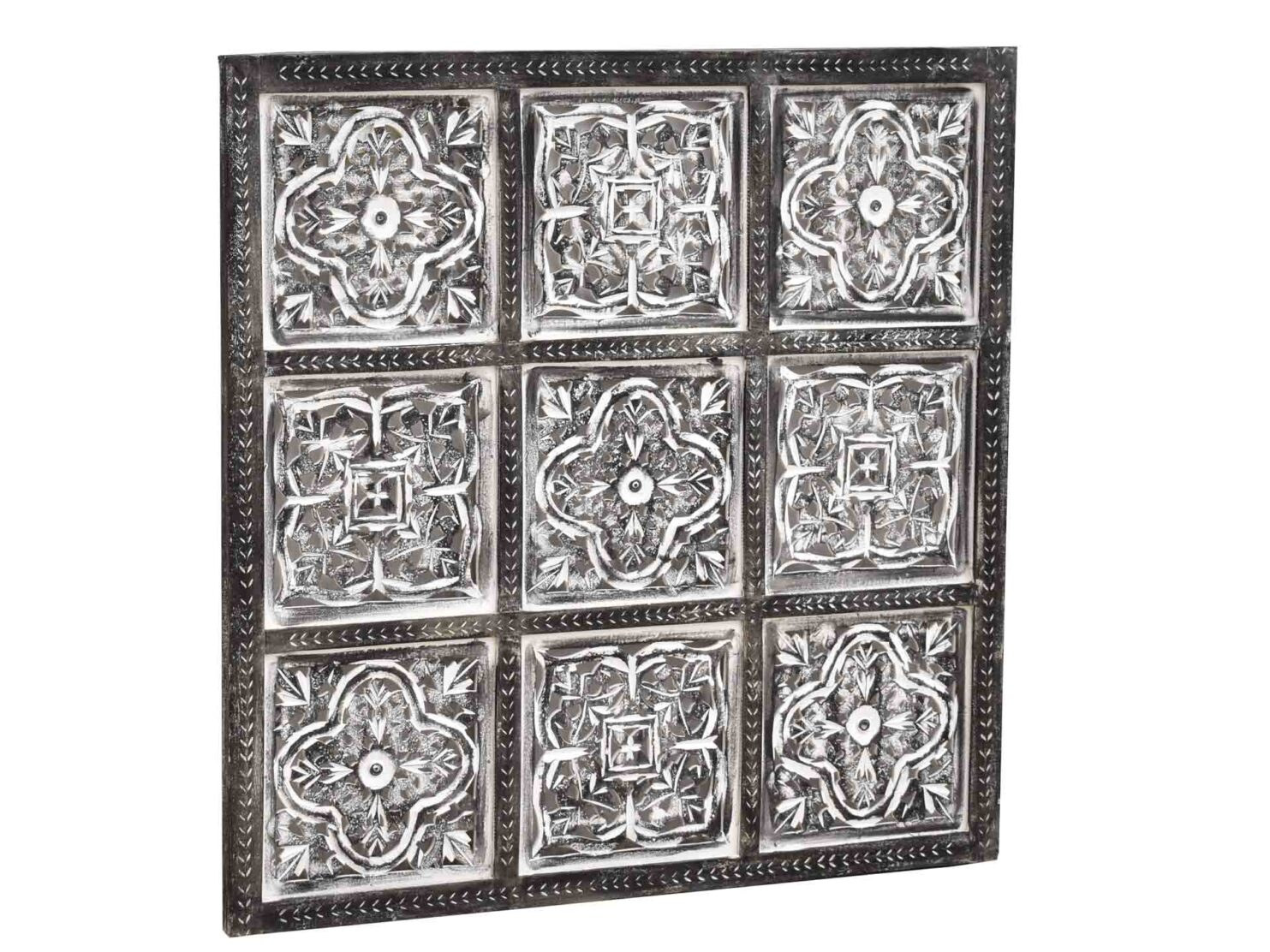 indyjski kolonialny panel dekoracyjny szary kwadraty