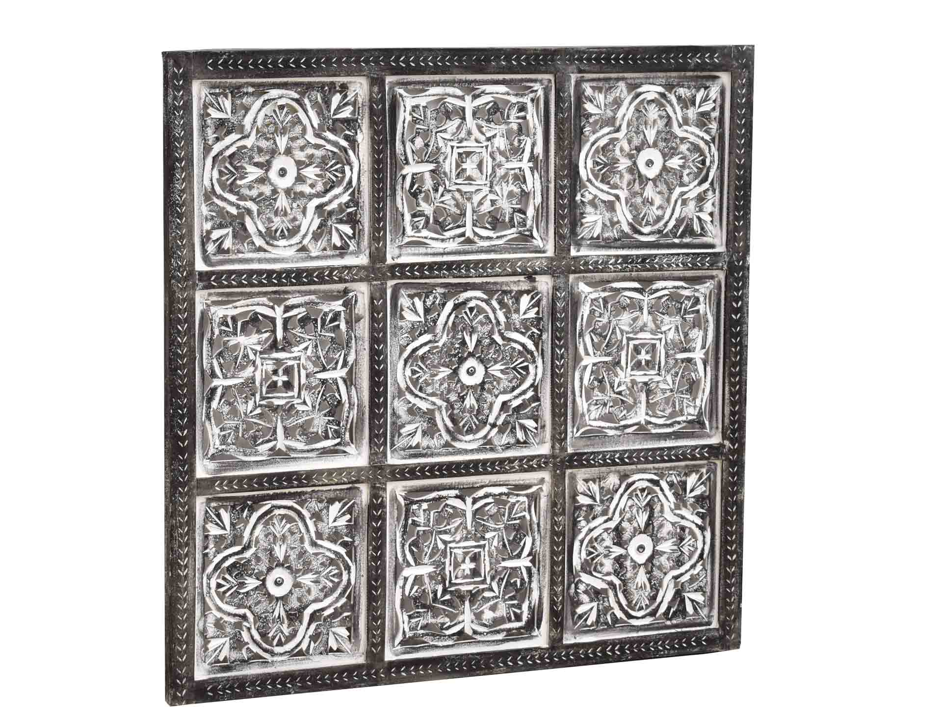 indyjski kolonialny panel dekoracyjny szary kwadraty