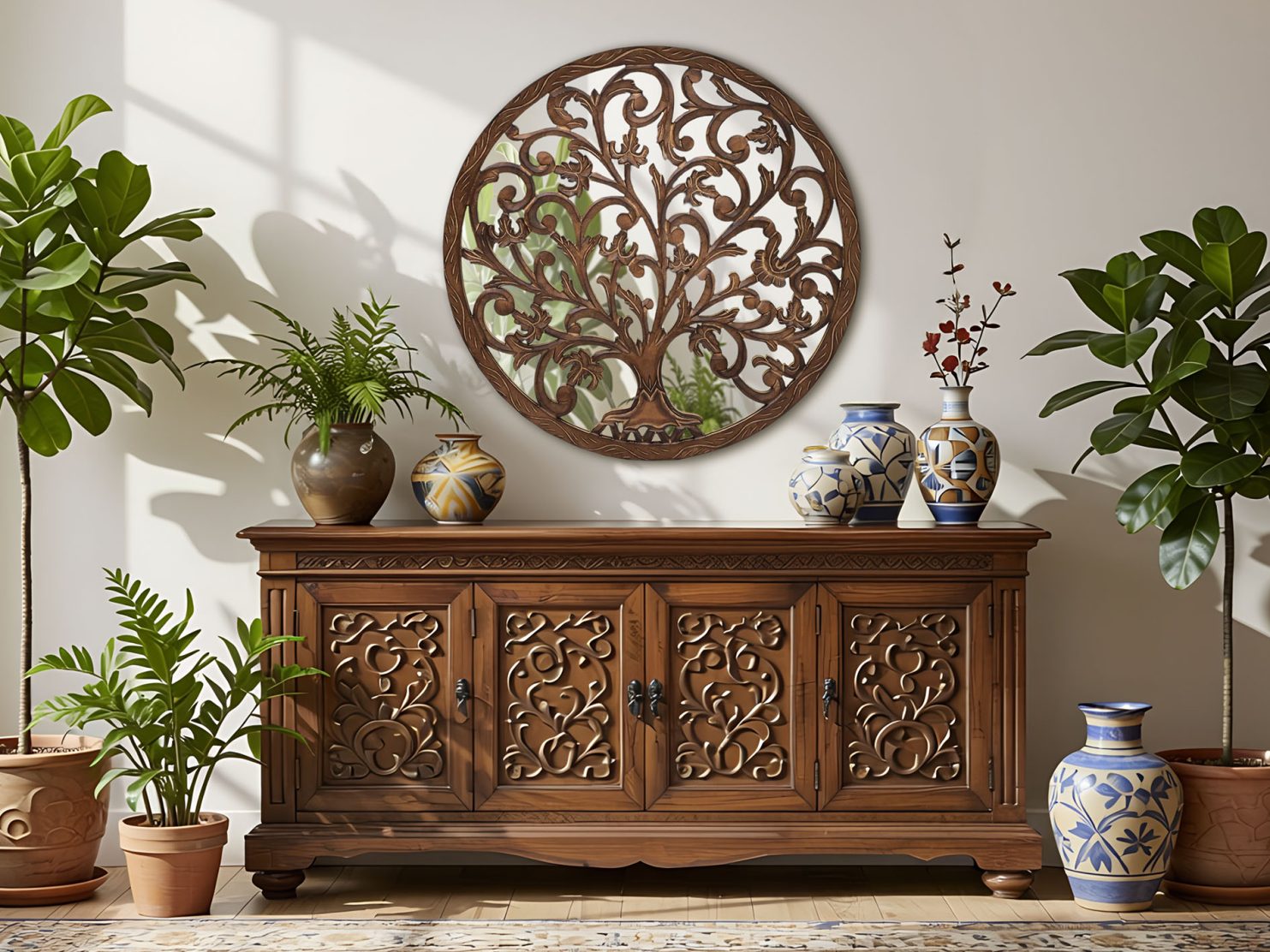 panel-scienny-wykonany-recznie-malowany-okragly-lustro