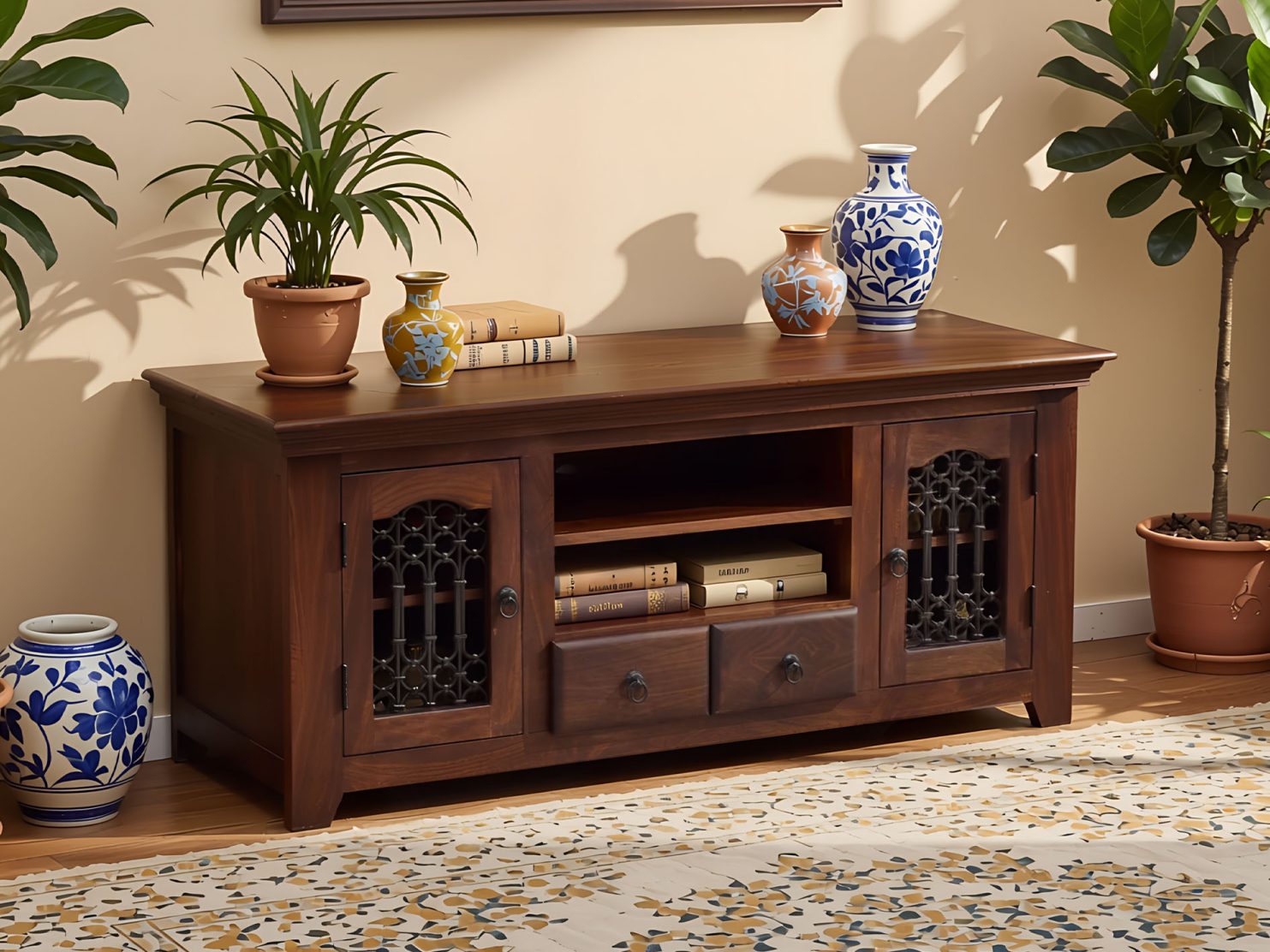 komoda-rtv-szafka-pod-telewizor-lite-drewno-palisander-indyjski-metaloplastyka