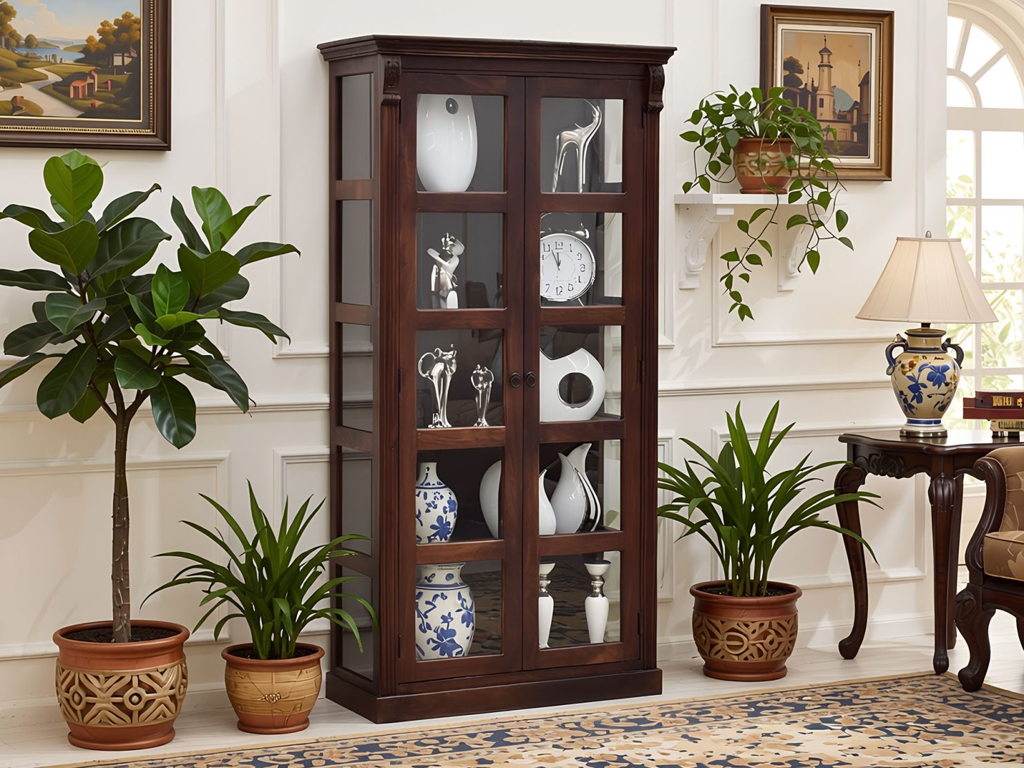 witryna-kolonialna-lite-drewno-palisander-indyjski-przeszklona-ciemny-braz