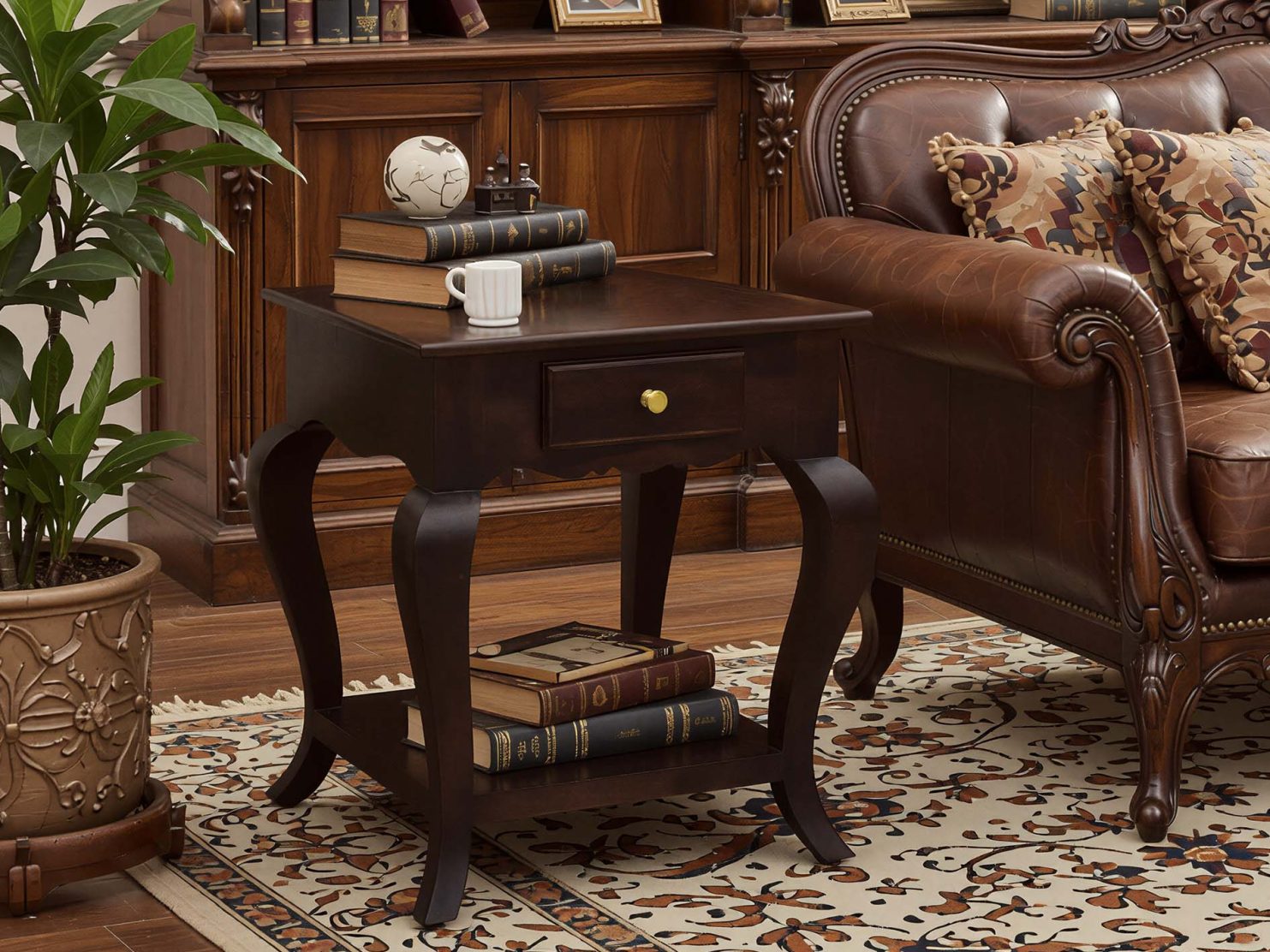 stolik-kolonialny-z-szuflada-i-polka-lite-drewno-palisander-indyjski-w-klasycznym-stylu-giete-nogi
