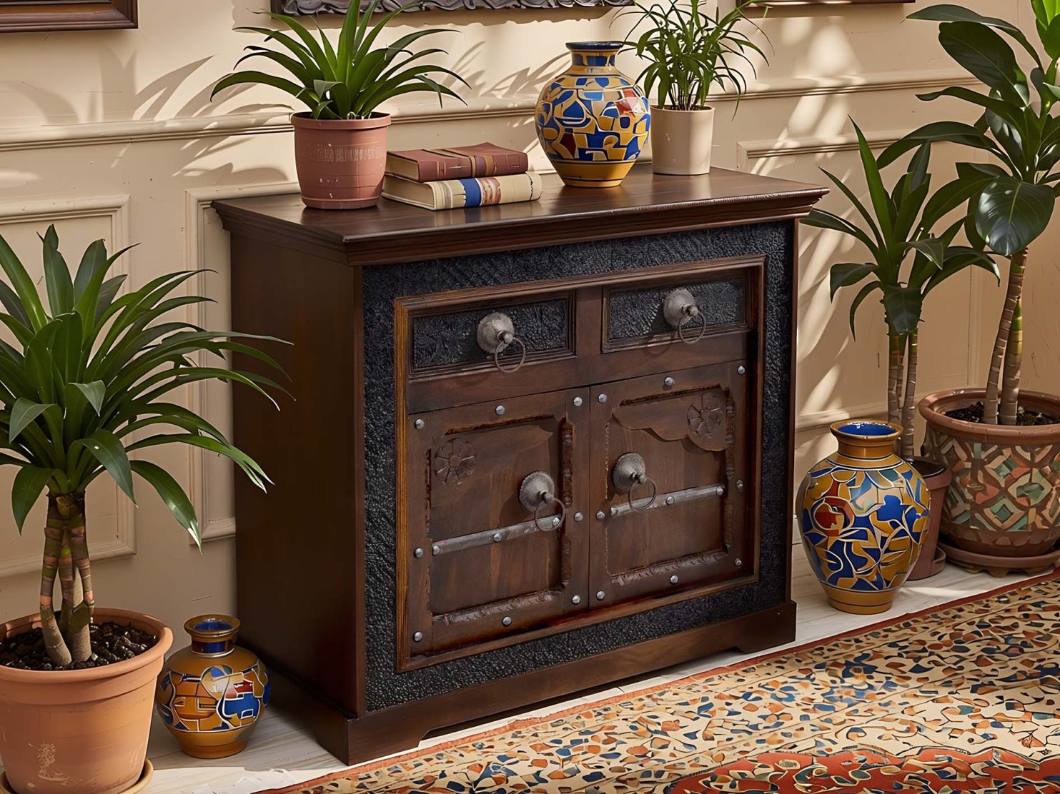 komoda-kolonialna-lite-drewno-palisander-indyjski-rzezbiona-okucia-metalowe