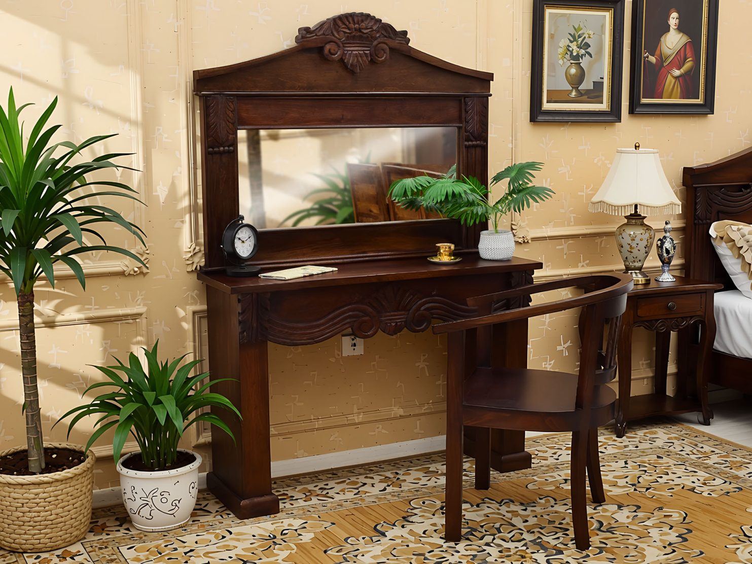 toaletka-kolonialna-warszawa-komplet-konsola-i-lustro-lite-drewno-palisander-indyjski-recznie-rzezbiona