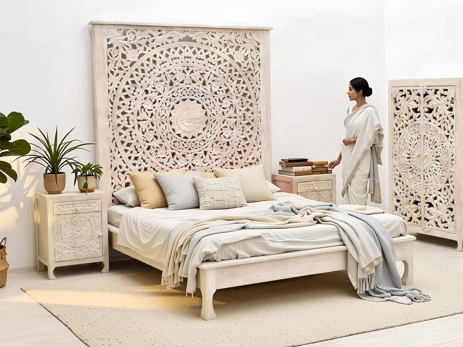 Kolekcja King z litego drewna mango