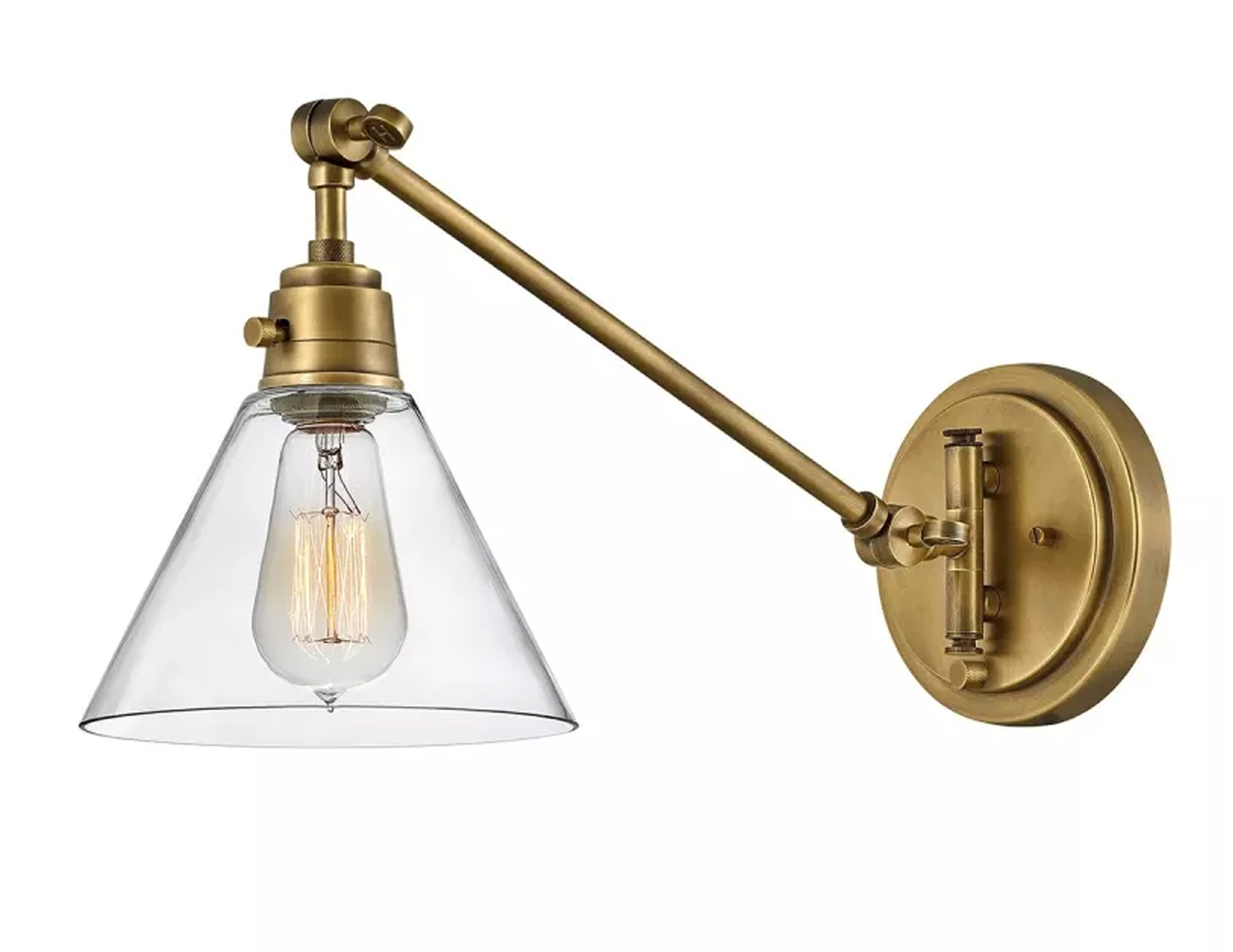 Lampa ścienna kinkiet Arti jedno źródło światła oprawa klasyczny mosiądz + szklany klosz