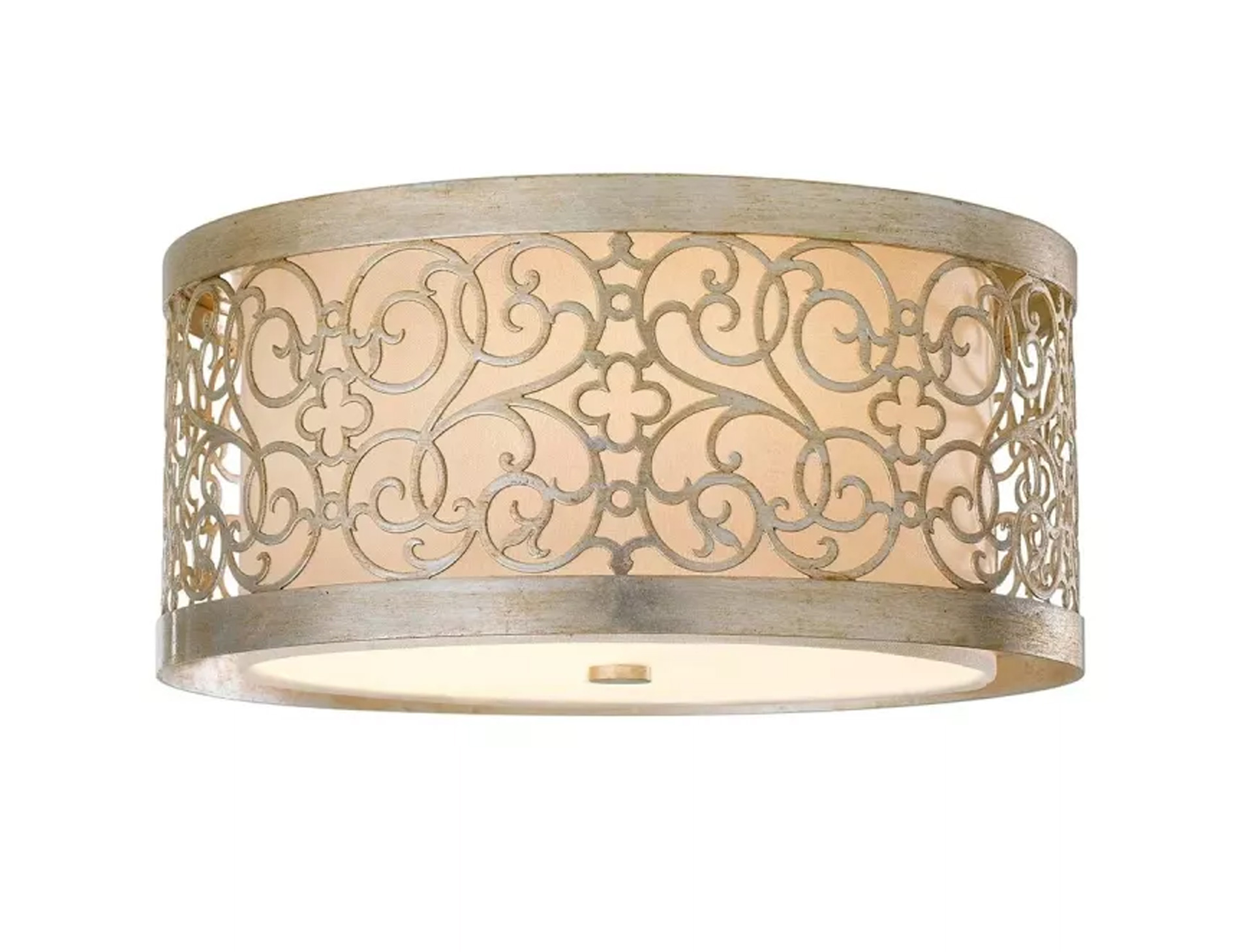 Lampa sufitowa plafon Arabesque dwa źródła światła srebrna patyna