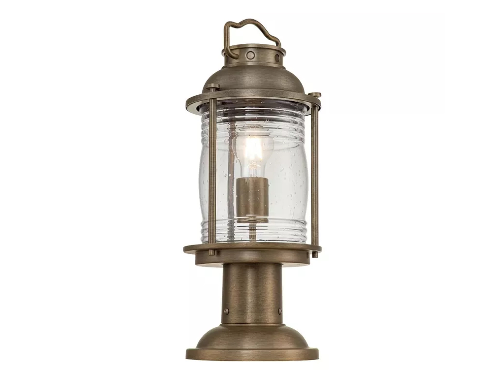 Lampa latarnia stojąca zewnętrzna niska wykończenie kolor oksydowany brąz średnia