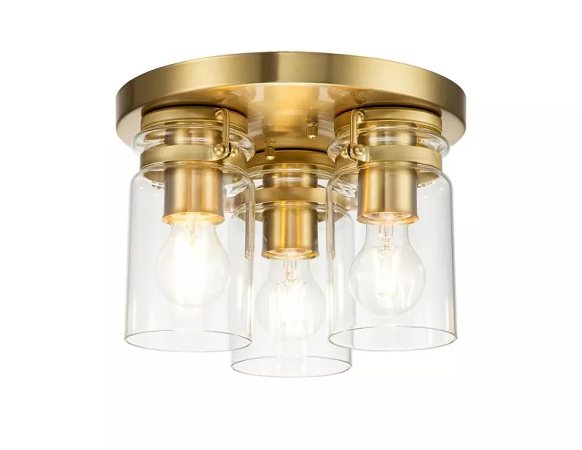 Lampa sufitowa plafon Brinley trzy źródła światła szczotkowany mosiądz