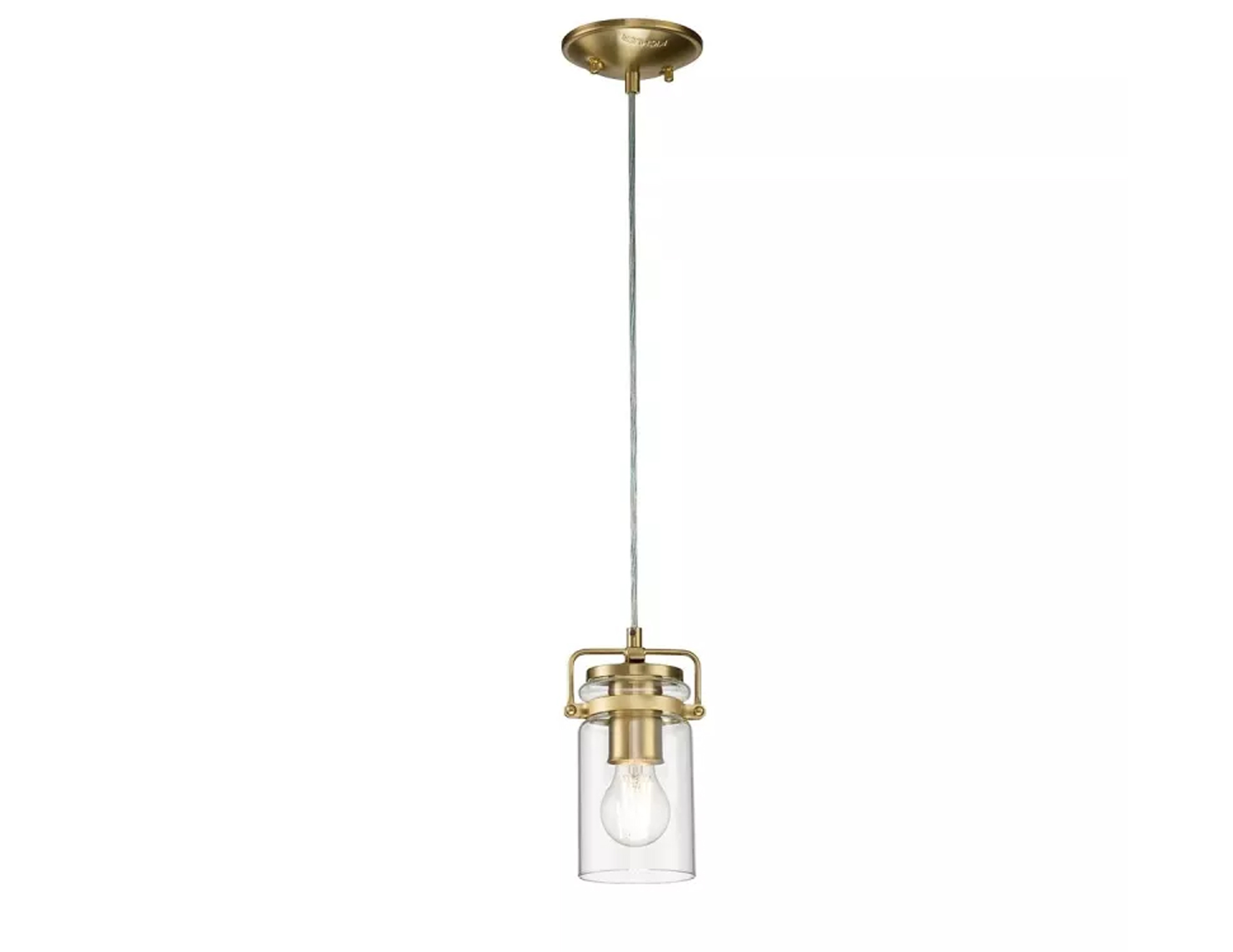 Lampa wisząca sufitowa Brinley jedno źródło światła szczotkowany mosiądz mała